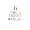Logo for Bachay Boutique featuring elephants and foliage on a white background